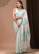 Cotton Mul Mul White Casual Wear Printed Saree